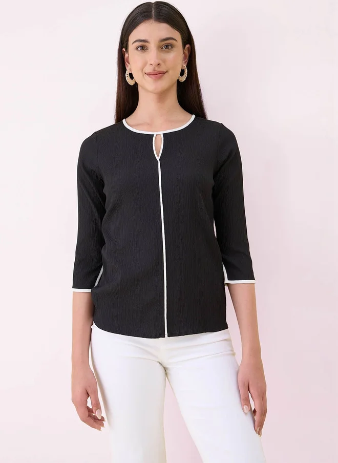 Salt Attire SALT ATTIRE Keyhole Neck Crepe Top
