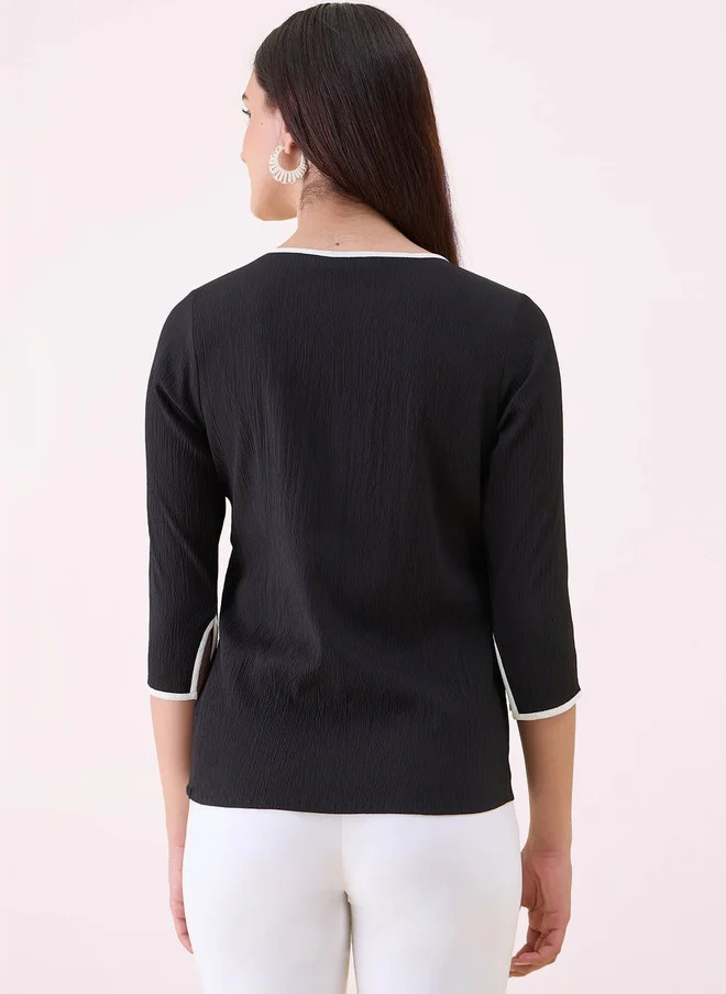 Salt Attire  SALT ATTIRE Keyhole Neck Crepe Top for Women | Best Price UAE