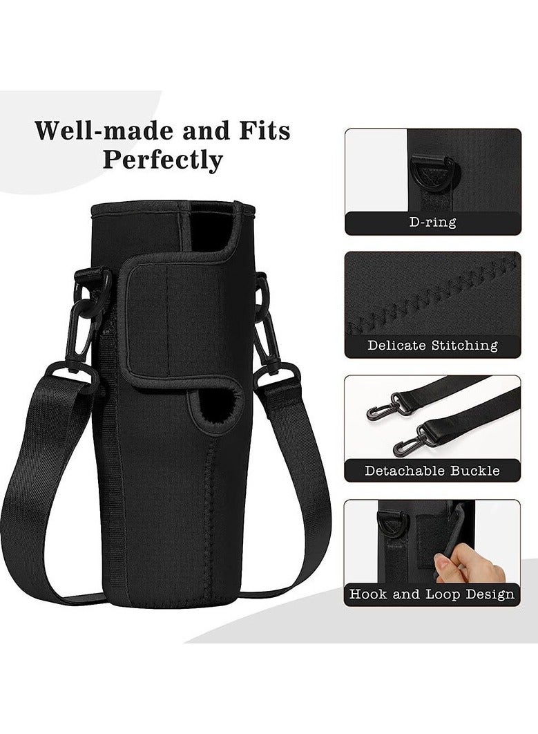 Water Bottle Carrier Bag for Stanley 40oz Tumbler, Water Bottle Holder with Pouch and Adjustable Strap, Sleeve Accessories with Pocket for 40oz Cup (black) - Image 1