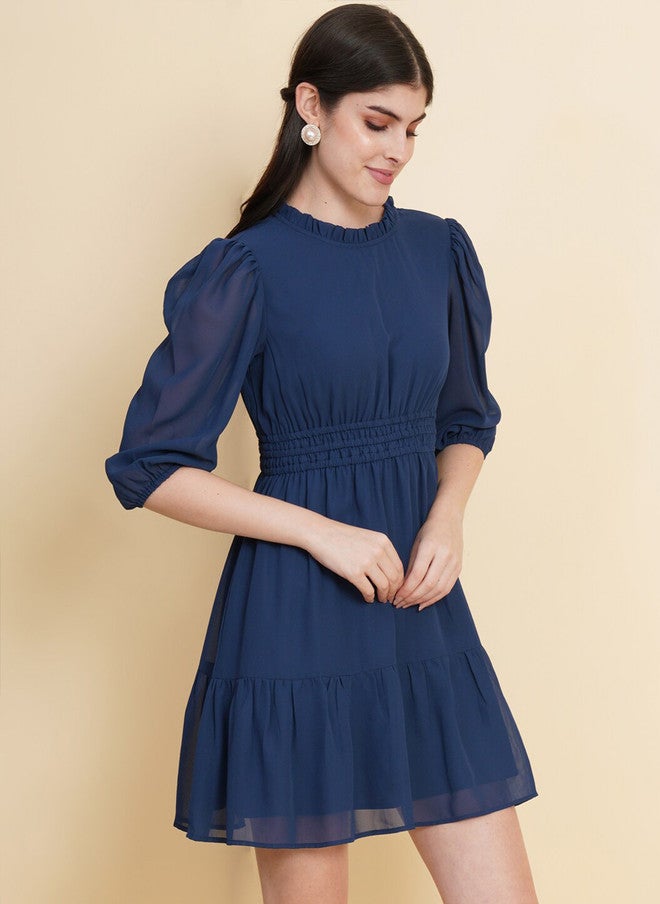 RAASSIO فستان نسائي بأكمام منتفخة وتصميم طبقات - Image 3