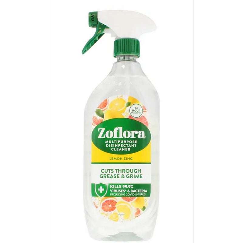 Zoflora Multi Purpose Disinfectant Cleaner Lemon Zing Spray 800ml Antibacterial Surface Cleaner Kills 99.9% Germs Grease Remover Kitchen Bathroom - Image 1