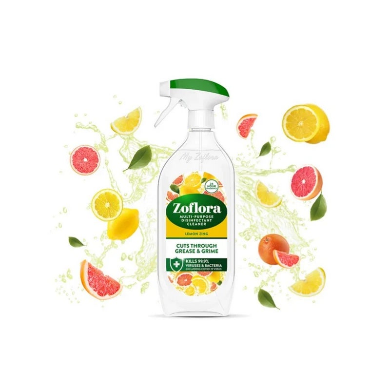 Zoflora Multi Purpose Disinfectant Cleaner Lemon Zing Spray 800ml Antibacterial Surface Cleaner Kills 99.9% Germs Grease Remover Kitchen Bathroom - Image 3