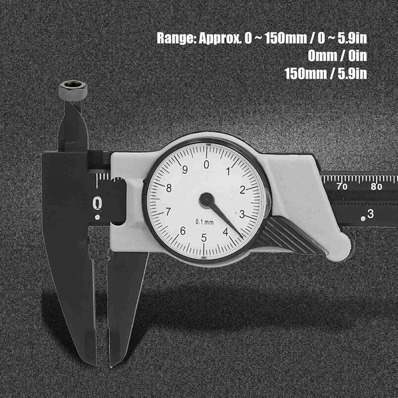 Dial Vernier Caliper ABS 0 150mm Portable Metric Measuring Tool With Dial For Laboratory Home School Office DIY Black Grey - Image 4