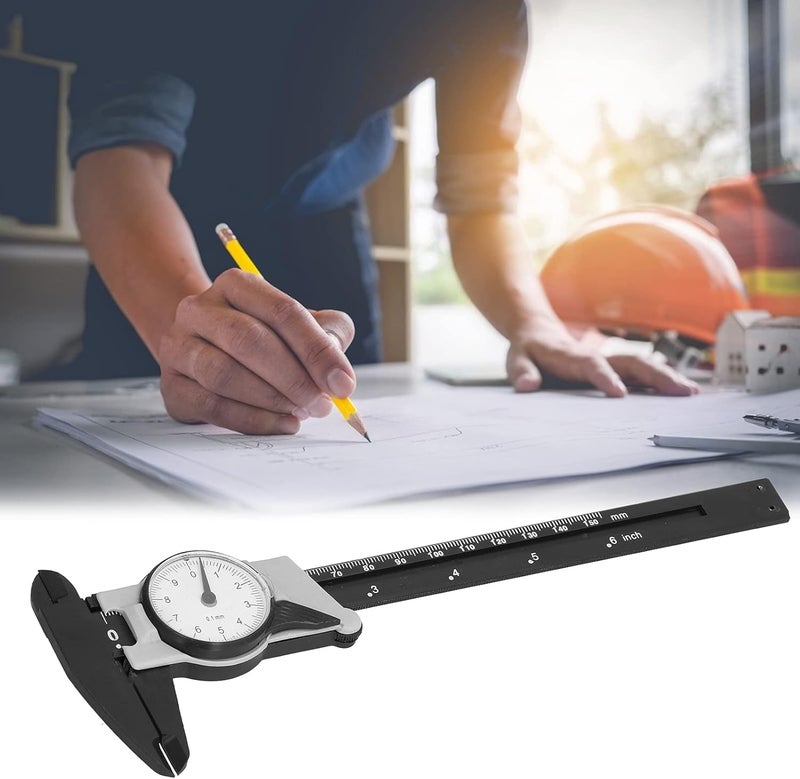 Dial Vernier Caliper ABS 0 150mm Portable Metric Measuring Tool With Dial For Laboratory Home School Office DIY Black Grey - Image 2