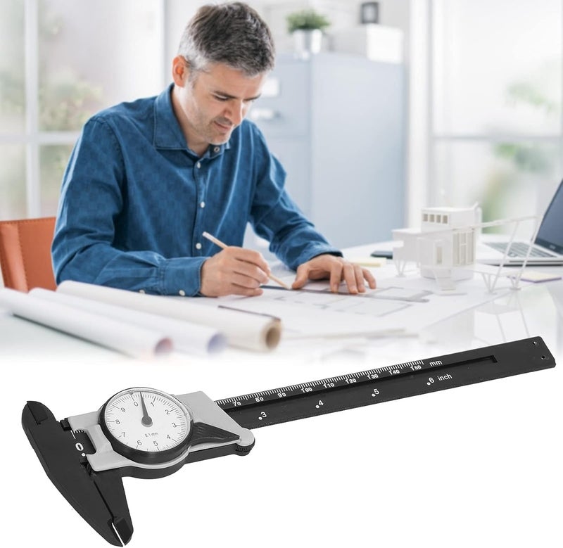 Dial Vernier Caliper ABS 0 150mm Portable Metric Measuring Tool With Dial For Laboratory Home School Office DIY Black Grey - Image 3