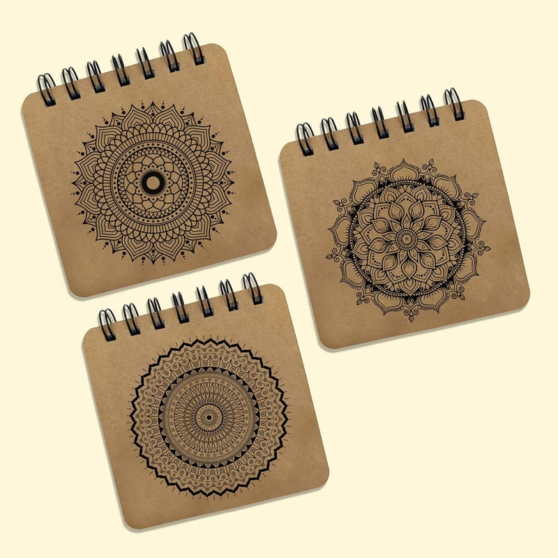 PAPERO Pocket Size Sketch Book | 140 GSM | (10.5 x 10.5 cm) | Pack of 3 | 40 Sheets Each | Wiro-Bound | Ideal for Quick Sketches, Doodles, and Travelers | Mandala - Image 1