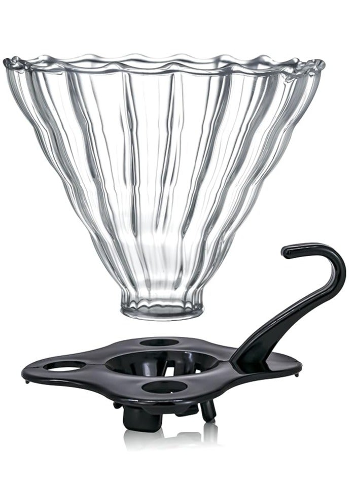 RANK V60 Manual Coffee Drip Filter With Holder Clear/Black 11.5x10cm - Image 1