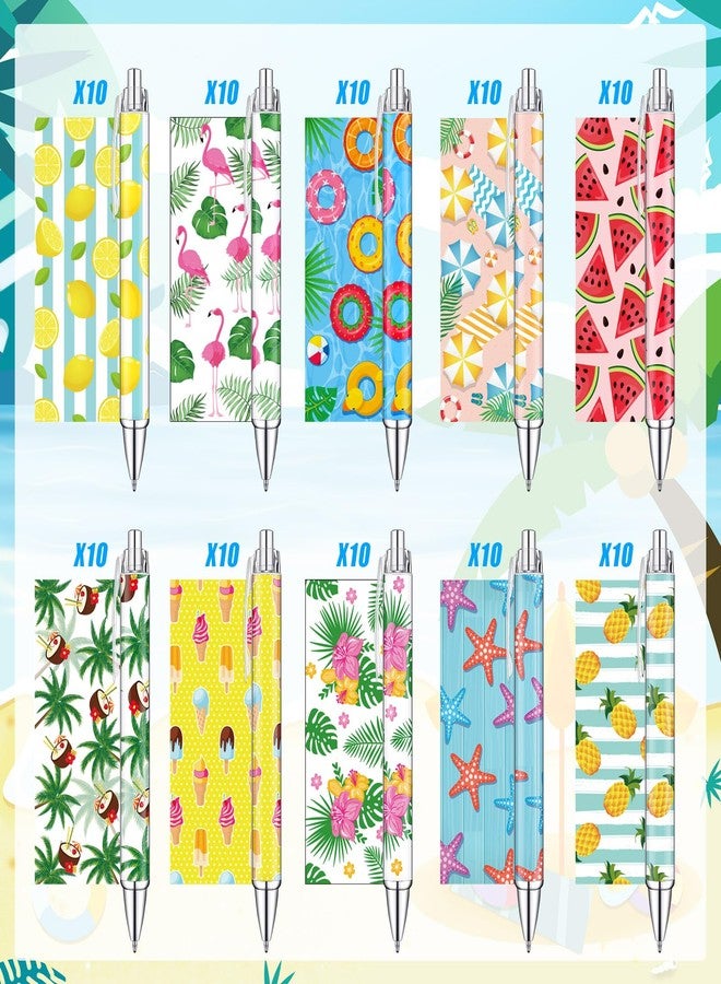 Sinload 100 Pcs Summer Hawaiian Gel Ink Pens Bulk Black Ink Cute Retractable Gel Pens Summer Pens for swimming pool Office School Home Party Decorations Gifts Supplies - Image 3