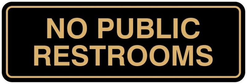All Quality Standard No Public Restroom Wall or Door Sign | Bathroom Signage - Black/Gold - Small (1 Pack) - Image 1