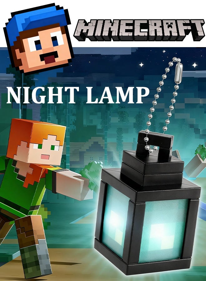 ماين كرافت مصباح LED محمول قابل للشحن بحجم صغير بحجم مفاتيح مخصص للعبة ماينكرافت، مناسب للاعبين، غرفة نوم الأطفال، ديكور المكتب، وإكسسوار الحقيبة (أزرق) - Image 1