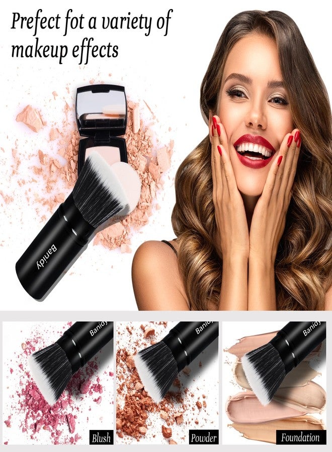 Banidy Foundation Makeup Brush Flat Top Kabuki Face Blush Liquid Powder Foundation Brush Retractable Travel Brush for Blending Liquid, Cream or Flawless Powder Cosmetics - Image 3