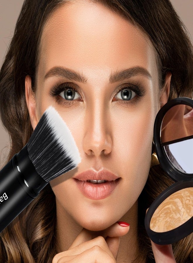 Banidy Foundation Makeup Brush Flat Top Kabuki Face Blush Liquid Powder Foundation Brush Retractable Travel Brush for Blending Liquid, Cream or Flawless Powder Cosmetics - Image 2