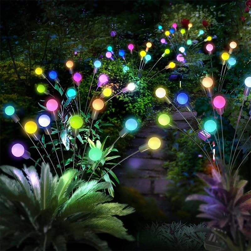 SHOPECOM SHOPECOM Solar Garden Lights Starburst Swaying When Wind Blows Colour Changing RGB Light for Yard Patio Pathway Decoration Set of 10 