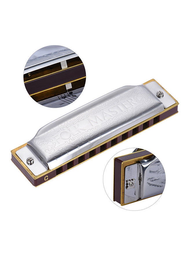 Suzuki - 1072-C Folkmaster Standard 10-Hole Diatonic Harmonica Key of C 20 Tone for Beginner Student - Image 1