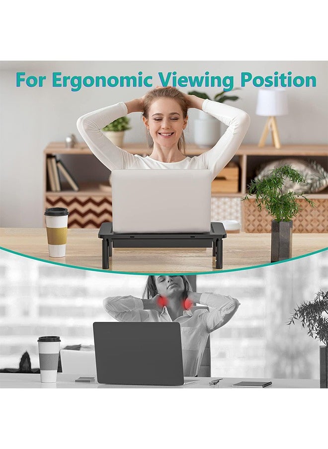 Monitor Stand with Storage, Computer riser for Monitor with Drawer, Laptop 3 Height Adjustable Metal Laptop Stand Riser, and Phone Holder for Office, Home, School