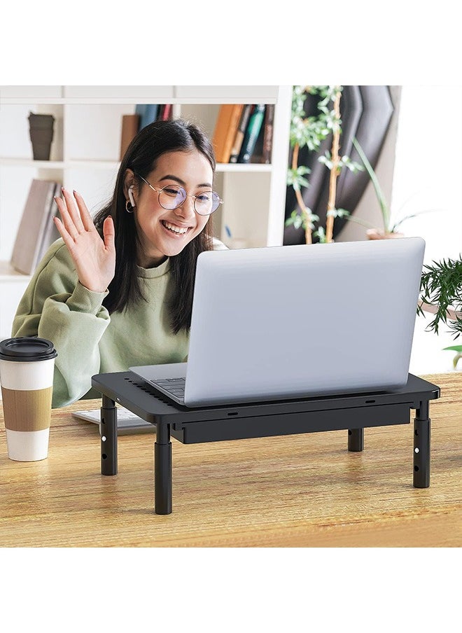 Monitor Stand with Storage, Computer riser for Monitor with Drawer, Laptop 3 Height Adjustable Metal Laptop Stand Riser, and Phone Holder for Office, Home, School