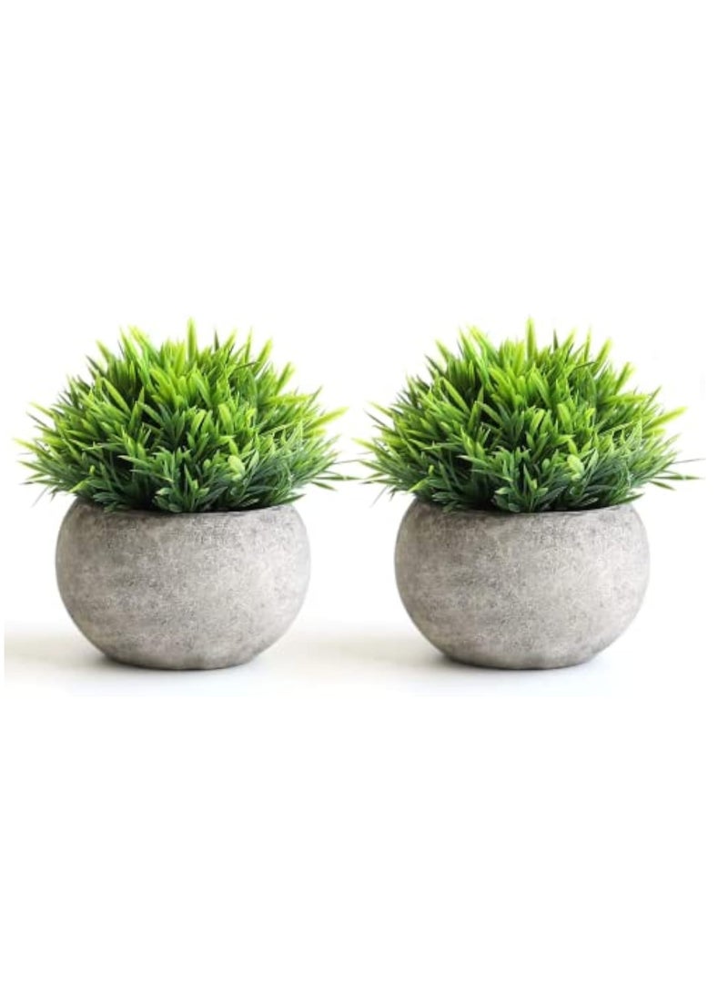 YelaJoy Mini Artificial Plants Set, 2 Pcs Small Fake Plants for Office Kitchen Bathroom Bedroom Mantle Shelf Living Room, Faux Plants in Pots Modern Farmhouse Plants Home Decor - Image 1