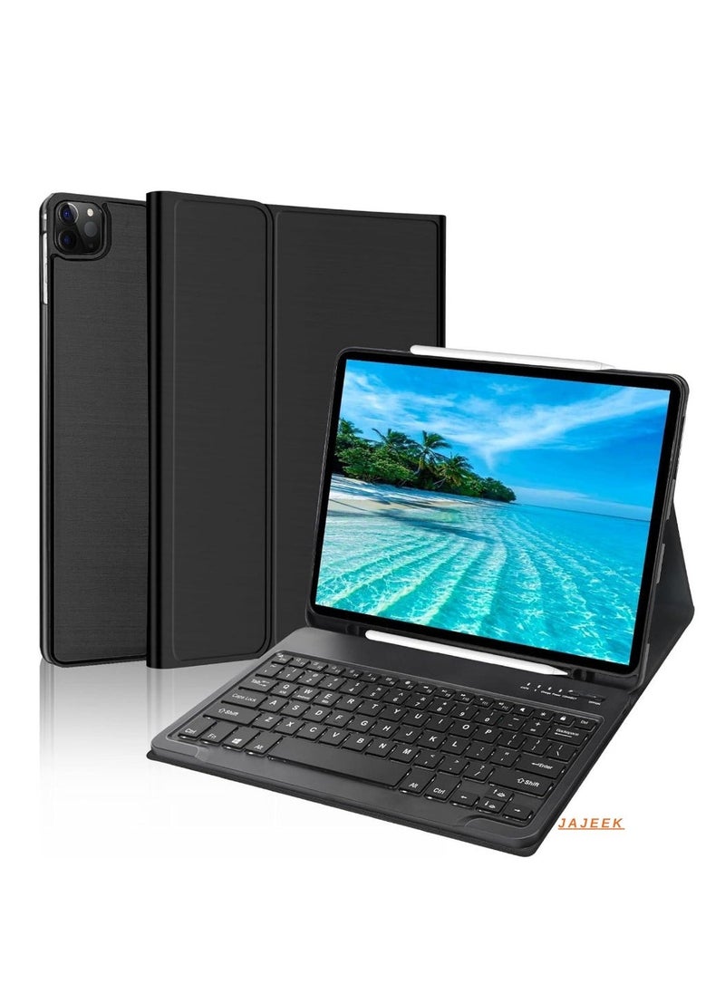 JAJEEK Case for iPad Air 13 inch (M2, 2024) & iPad Pro 12.9 inch (6th/5th/4th/3rd Gen) – Detachable Wireless Bluetooth Keyboard with Pencil Holder, Protective Smart Folio Case, Black - Image 1