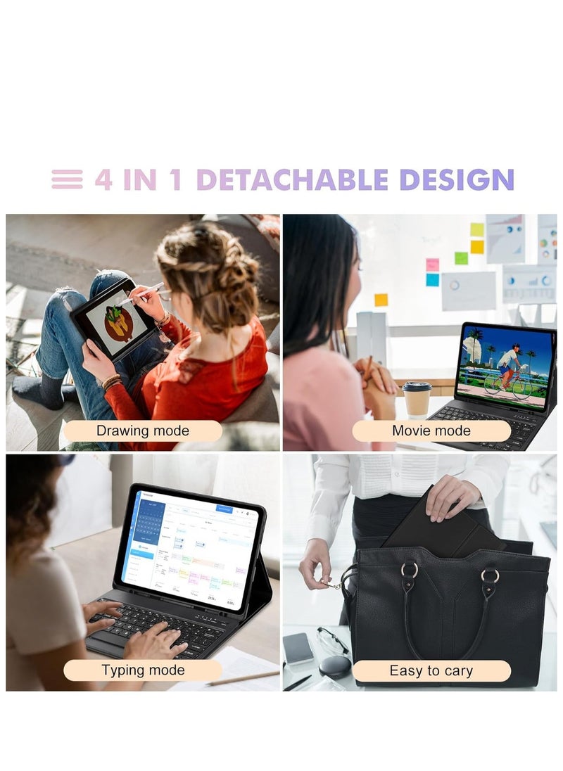 JAJEEK Case for iPad Air 13 inch (M2, 2024) & iPad Pro 12.9 inch (6th/5th/4th/3rd Gen) – Detachable Wireless Bluetooth Keyboard with Pencil Holder, Protective Smart Folio Case, Black - Image 3