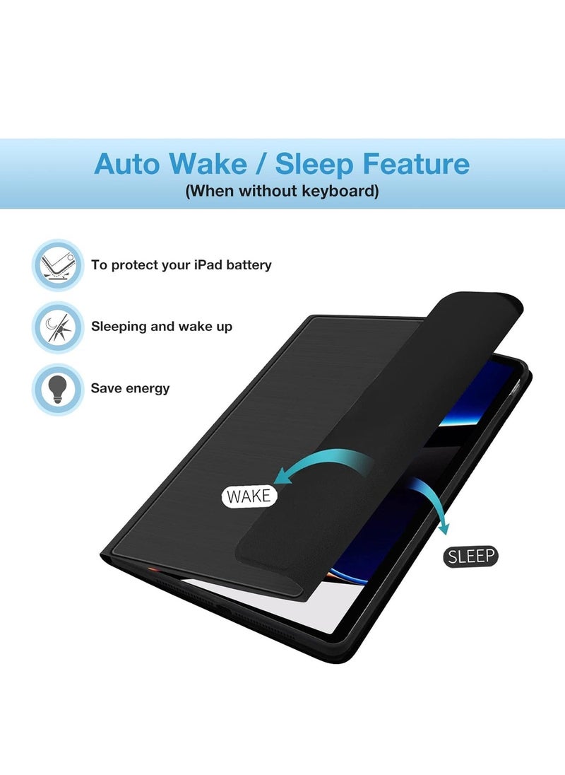 JAJEEK Case for iPad Air 13 inch (M2, 2024) & iPad Pro 12.9 inch (6th/5th/4th/3rd Gen) – Detachable Wireless Bluetooth Keyboard with Pencil Holder, Protective Smart Folio Case, Black - Image 2