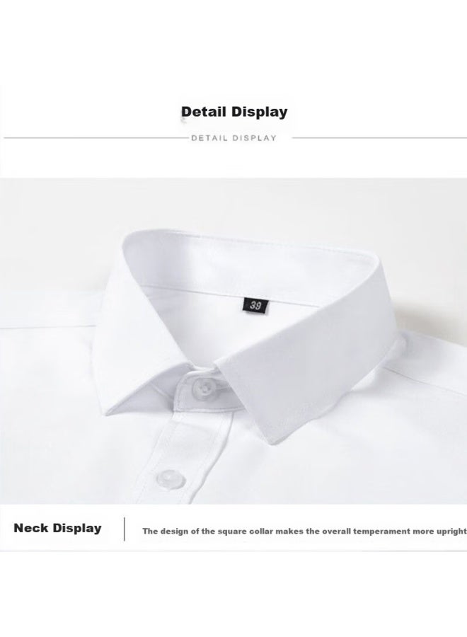 Romon Ice Silk White Men's Business Professional Short Sleeve Wrinkle-free Elastic Formal Shirt Men's Gray 45 - Image 5
