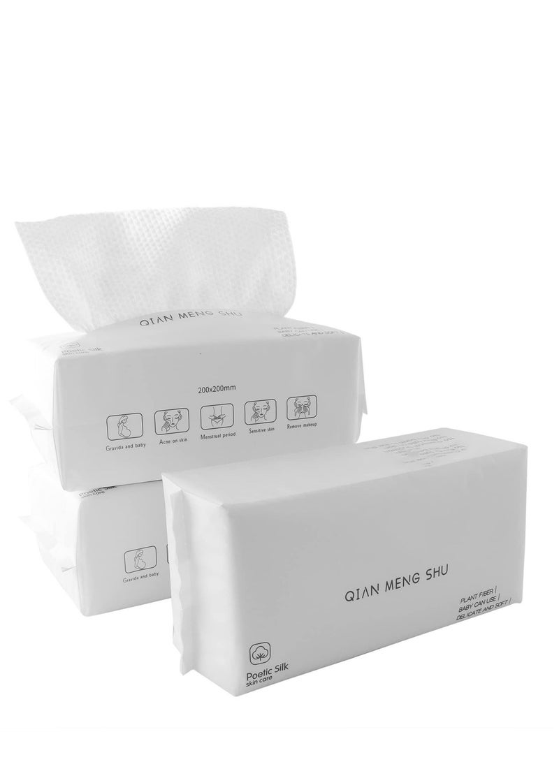 SYOSI Disposable Face Towel, Facial Towels Make Up Cotton Tissues Wipes, Daily Cleansing Facial Towelettes Gently Remove Makeup, For Face Lint Free For Sensitive Skin Face Makeup 3 * 100 Count - Image 1