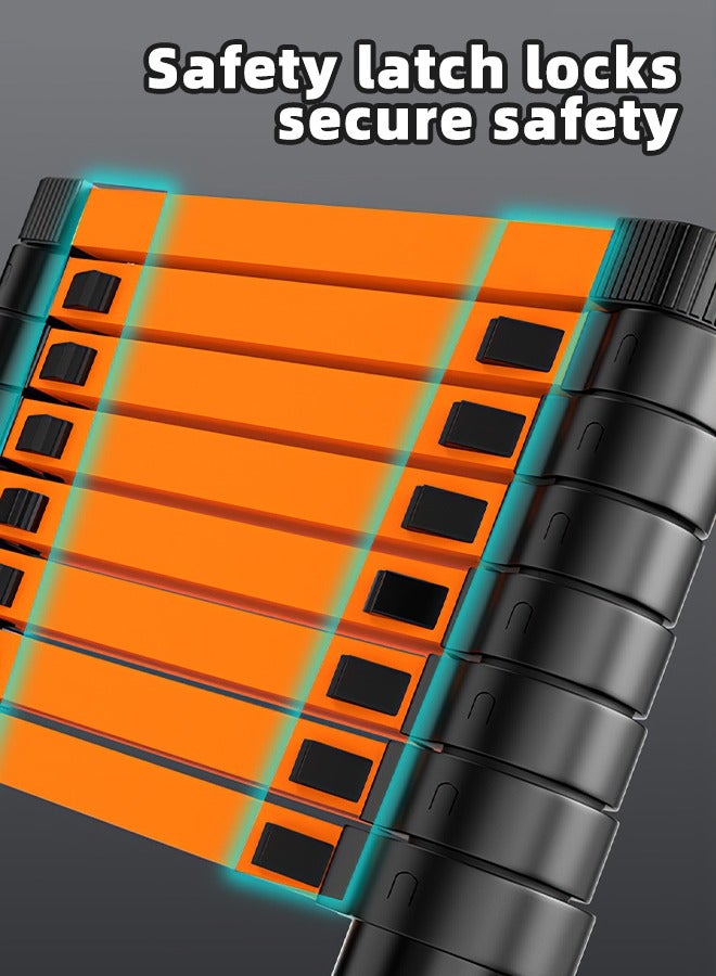 ALongDeng 3.5M Telescoping Ladder Heavy-Duty Steel Extension Ladder Folding Portable for Home Roof Attic Non Slip Step Ladders with One Button Retraction 150KG Capacity - Image 2