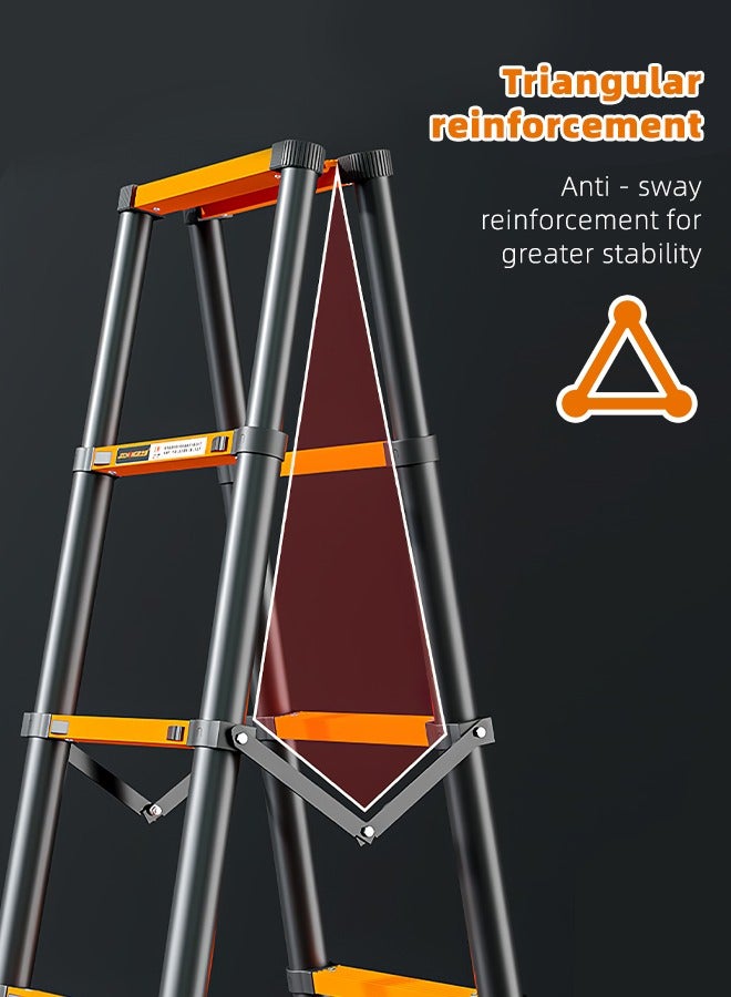 ALongDeng 3.5M Telescoping Ladder Heavy-Duty Steel Extension Ladder Folding Portable for Home Roof Attic Non Slip Step Ladders with One Button Retraction 150KG Capacity - Image 4