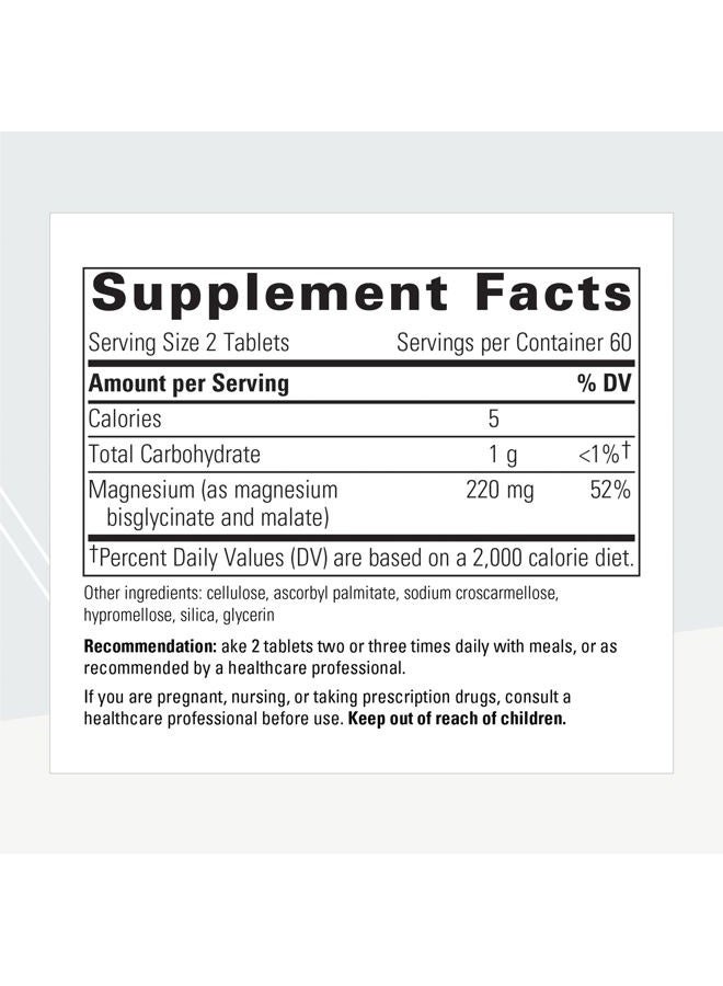 Magnesium Glycinate Plus - Brain Function Supplement for Women & Men* - Supports Cardiovascular & Nerve Function* - Vegan - 120 Tablets
