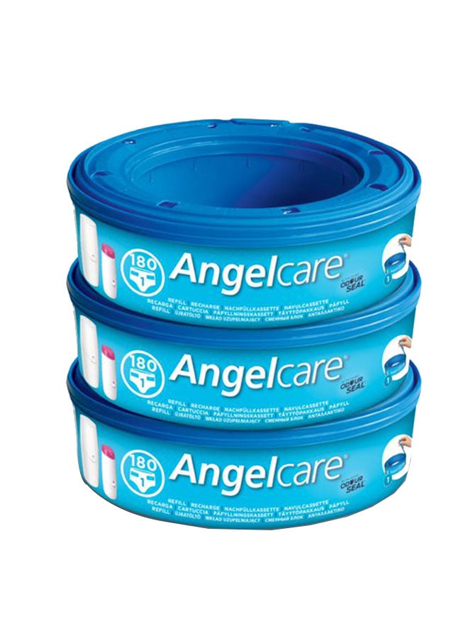 Angelcare Nappy Disposal System Refill Cassettes 3 Pack, Blue - Image 1