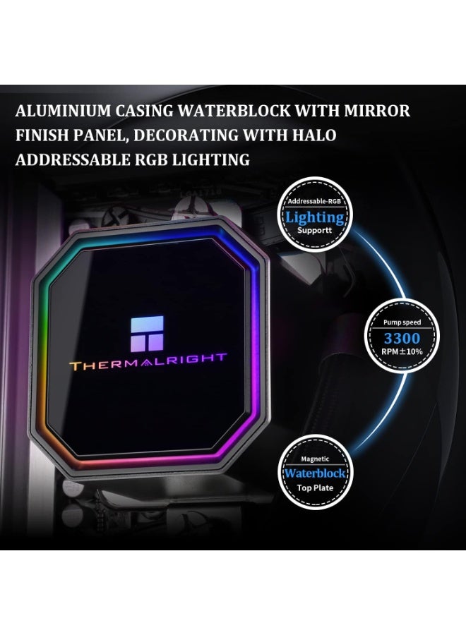 Thermalright Frozen Prism 360 Black ARGB CPU Liquid Cooler,Efficient PWM Controlled Pump 3300RPM,3×TL-E12 Series PWM Fan,Water Cooling Computer Parts,for AMD AM4/AM5,Intel 1150/1156/1200/1700/2066 - Image 2