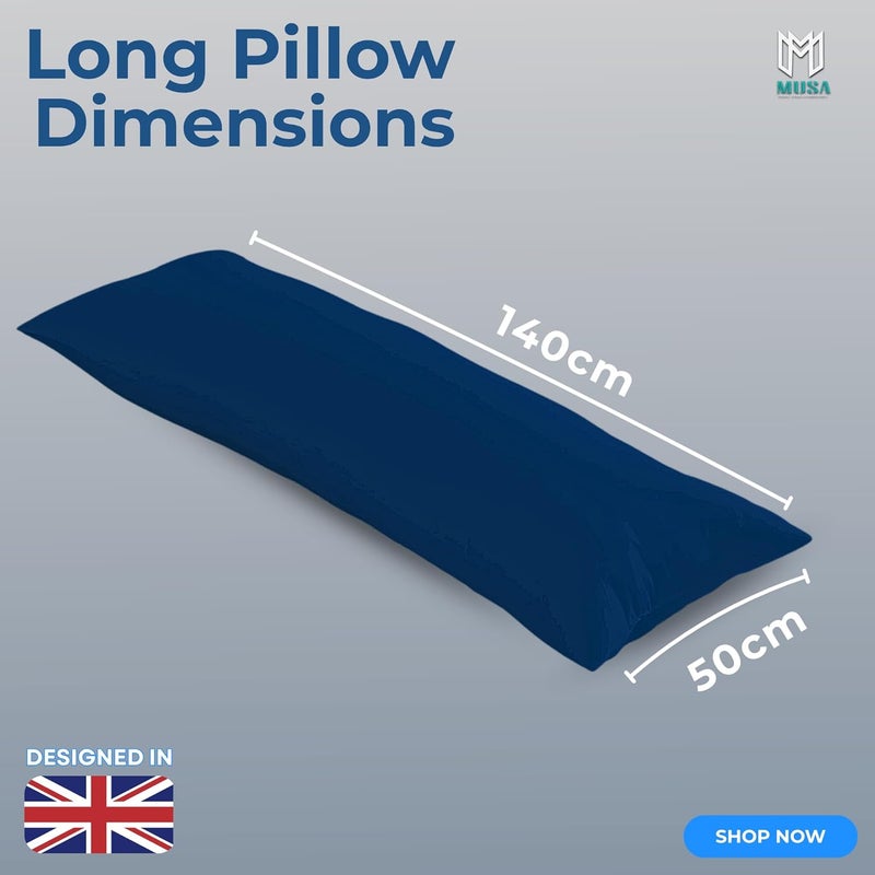 MUSA MUSA® Full Body Long Pillow with 300 Cotton TC - Breathable Polyester Filling, Pregnancy Pillow for Belly Support, Sleeping, Side Sleeper & Back Sleepers Maternity Pillow (Navy, 50 x 140cm) - Image 2