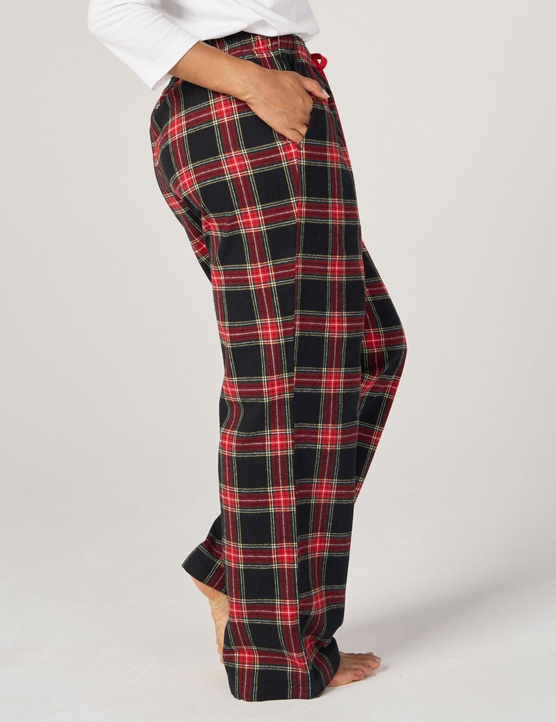 LAPASA Women's Flannel Pajama Pants Plaid 100% Cotton Pajamas Pants M, Black&Red Plaid - Image 4