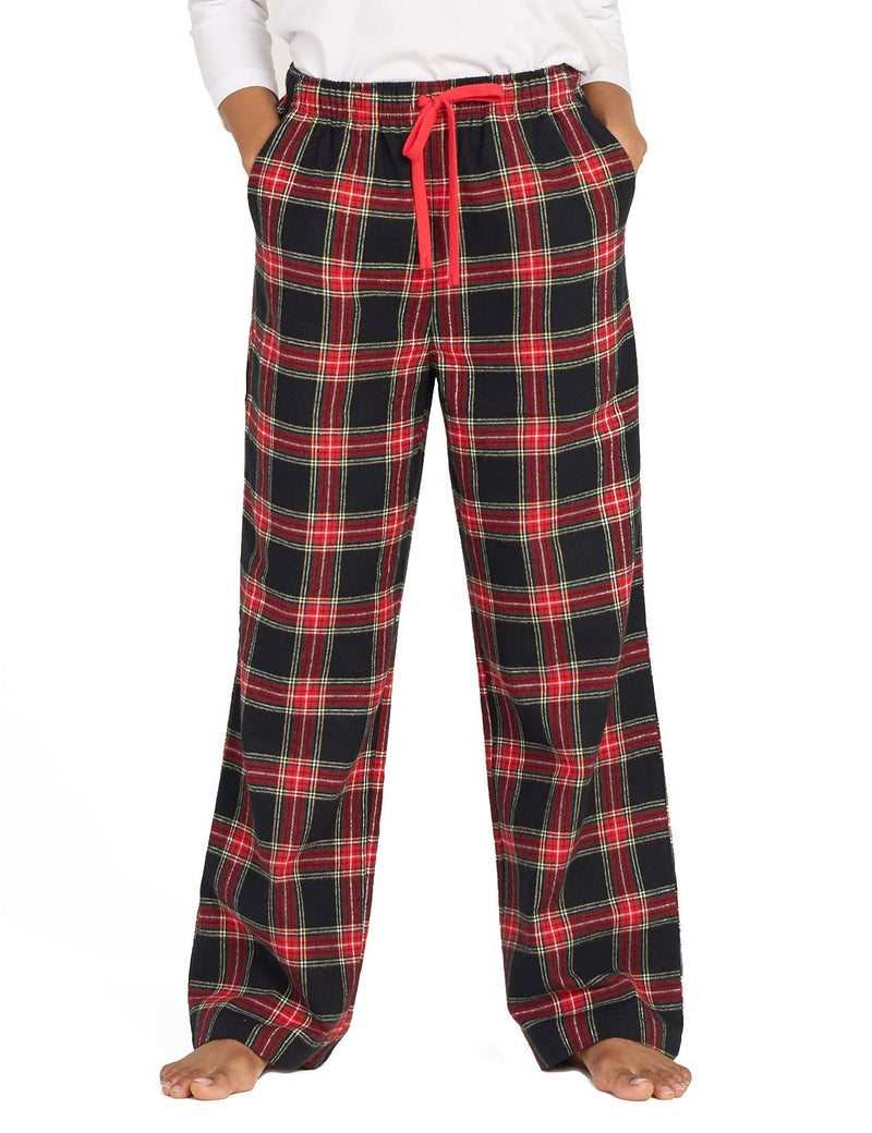 LAPASA Women's Flannel Pajama Pants Plaid 100% Cotton Pajamas Pants M, Black&Red Plaid - Image 1