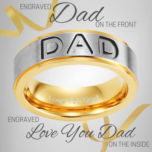 Willis Judd Men's DAD Titanium 7mm Ring Engraved Love You Dad with Gift Pouch - Image 3