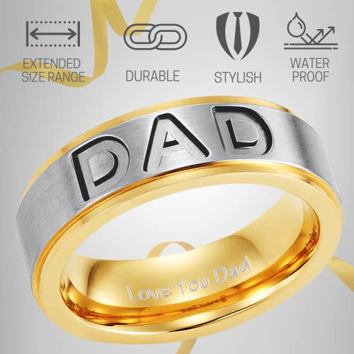 Willis Judd Men's DAD Titanium 7mm Ring Engraved Love You Dad with Gift Pouch - Image 4