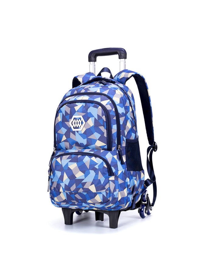 HI-FINE Rolling Backpack for Boys Girls Trolley School Bag Wheels Backpack Luggage Waterproof Climbing Stairs (Blue with Six Wheels) - Image 1