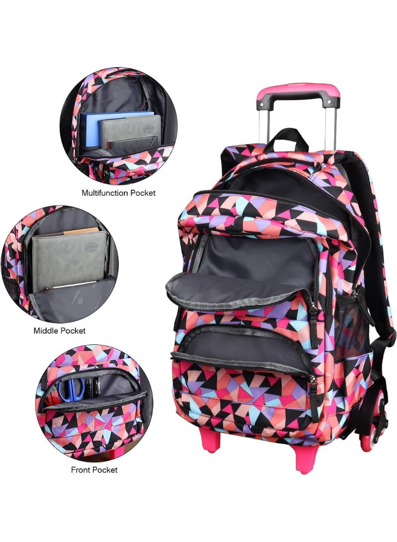 HI-FINE Rolling Backpack for Boys Girls Trolley School Bag Wheels Backpack Luggage Waterproof Climbing Stairs (Blue with Six Wheels) - Image 5