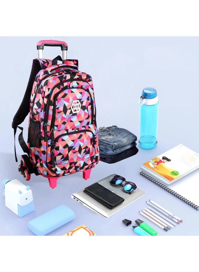 HI-FINE Rolling Backpack for Boys Girls Trolley School Bag Wheels Backpack Luggage Waterproof Climbing Stairs (Blue with Six Wheels) - Image 4
