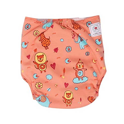A Toddler Thing Ultra Nappies | Organic Cotton | Reusable & Washable Padded Nappy | Cloth Nappies for Babies | Day & Night Use | Fits 6-12 Month Baby | Adjustable Diapers | Pink | Lovely Animals - Image 2