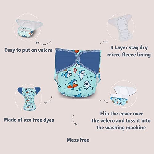 A Toddler Thing Ultra Nappies | Organic Cotton | Reusable & Washable Padded Nappy | Cloth Nappies for Babies | Day & Night Use | Fits 6-12 Month Baby | Adjustable Diapers | Pink | Lovely Animals - Image 4