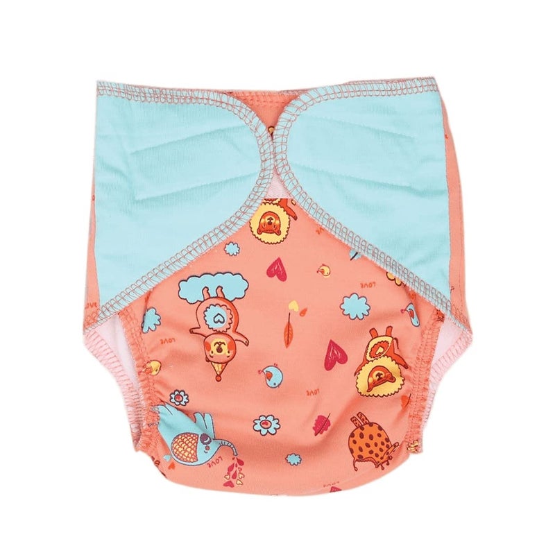 A Toddler Thing Ultra Nappies | Organic Cotton | Reusable & Washable Padded Nappy | Cloth Nappies for Babies | Day & Night Use | Fits 6-12 Month Baby | Adjustable Diapers | Pink | Lovely Animals - Image 3