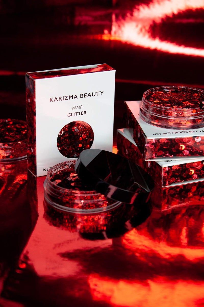 KARIZMA كاريزما فامب جلتر. 10 جرام جلتر وجه متكتل، جلتر شعر، جلتر عين وجلتر جسم أحمر للنساء. جلتر ريف، ملحقات مهرجان، مكياج جلتر تجميلي. - Image 3