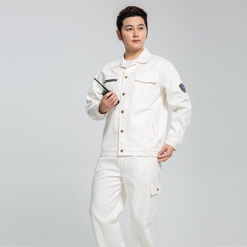 Work clothes thickened cotton Anti-Flame retardant petrochemical labor protection clothing coal mine welding suit custom embroidery printing White suit