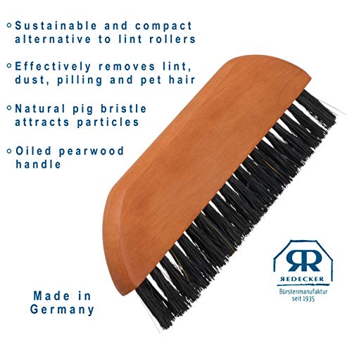 Redecker Natural Pig Bristle Pocket Clothes Brush with Oiled Pearwood Handle, 5-1/2 inches, Versatile Compact Hand Brush Removes Lint, Pilling and Debris from Garments, Made in Germany - Image 5