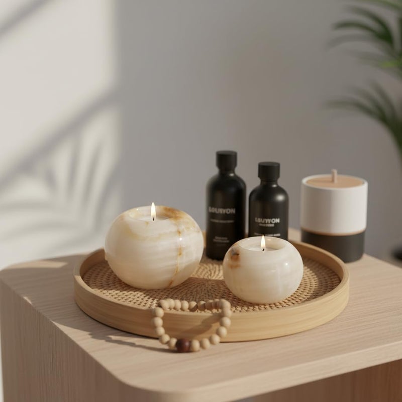 RADICALn All budget friendly options Marble Tealight Candle Holder 4" Inch White Onyx Handmade Decorative Votive Candle Holder for Wedding Centerpieces, Elegant Set of 3 Mini Candle Holders for Living Room Local licensed courier - Image 2