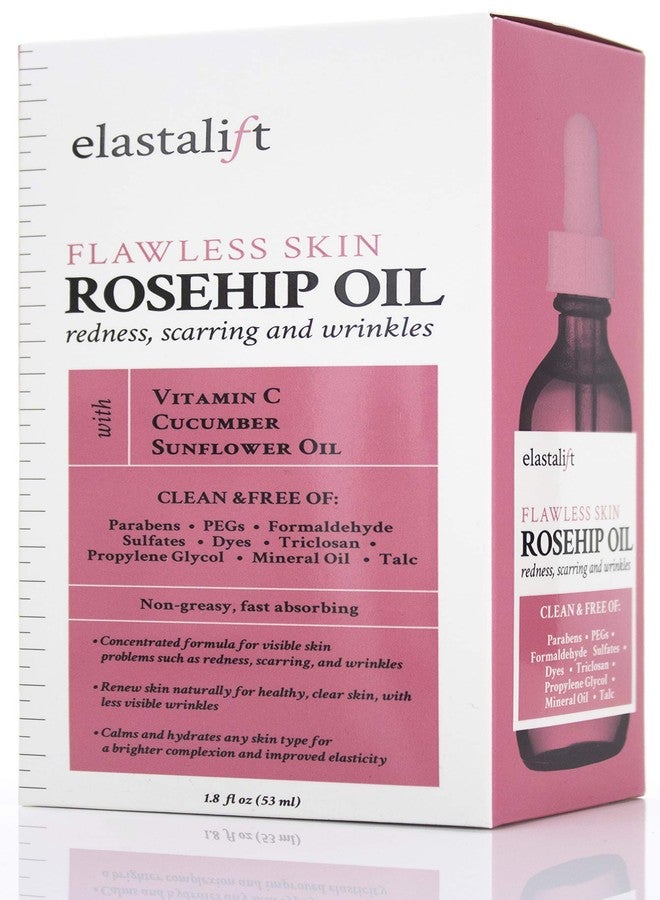 Elastalift Rosehip Oil for face with Vitamin C and Cucumber. Pure Rosehip face oil helps with Wrinkles, Scarring, and Redness for a brighter skin complexion. 1.8 Fl Oz - Image 3