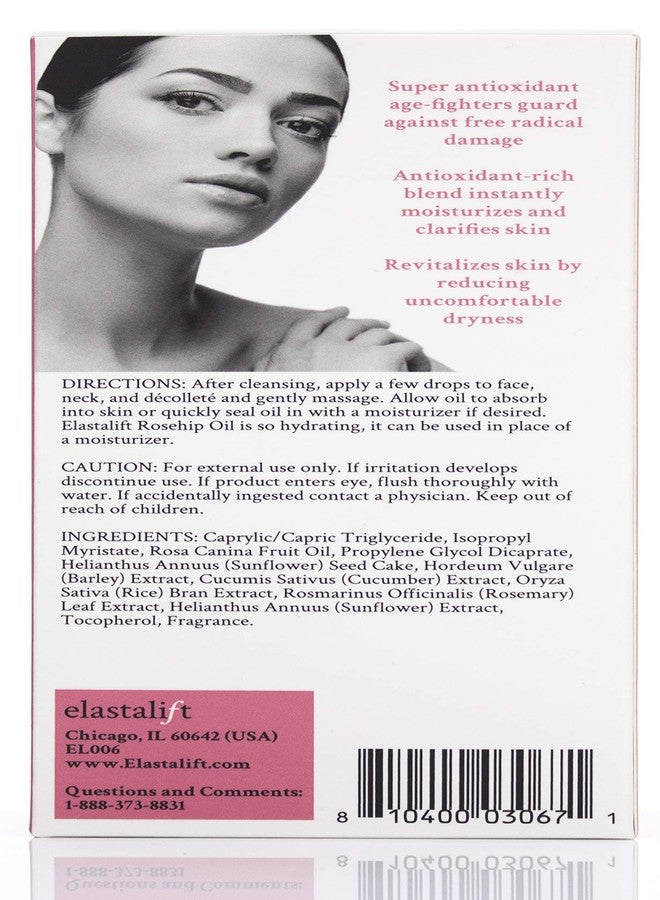Elastalift Rosehip Oil for face with Vitamin C and Cucumber. Pure Rosehip face oil helps with Wrinkles, Scarring, and Redness for a brighter skin complexion. 1.8 Fl Oz - Image 4