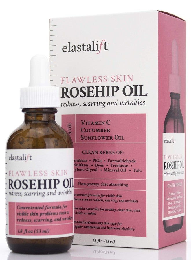 Elastalift Rosehip Oil for face with Vitamin C and Cucumber. Pure Rosehip face oil helps with Wrinkles, Scarring, and Redness for a brighter skin complexion. 1.8 Fl Oz - Image 1
