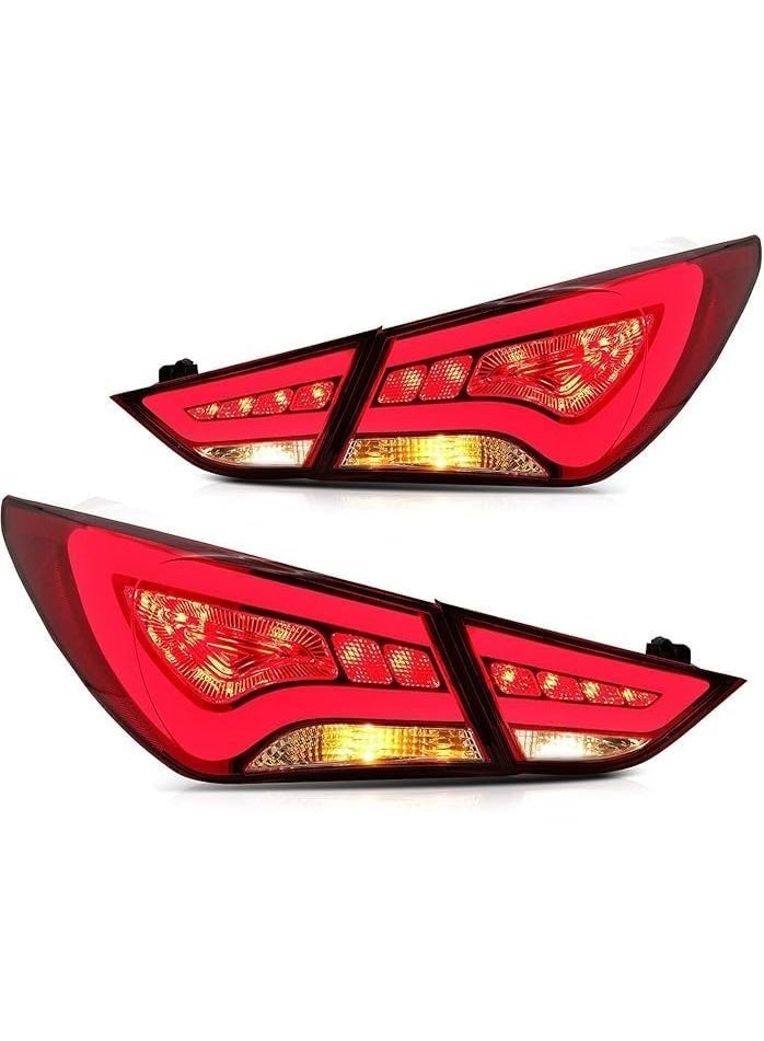 LED DRL Tail Light Assembly Fit For Sonata 2011-2014 Black Housing Red Lens Driver and Passenger Side - Image 1